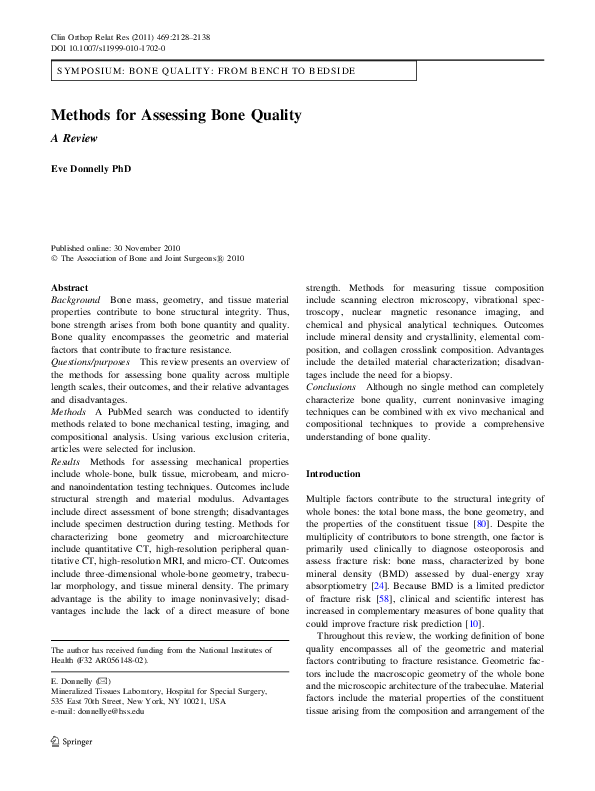 (PDF) Methods for Assessing Bone Quality: A Review