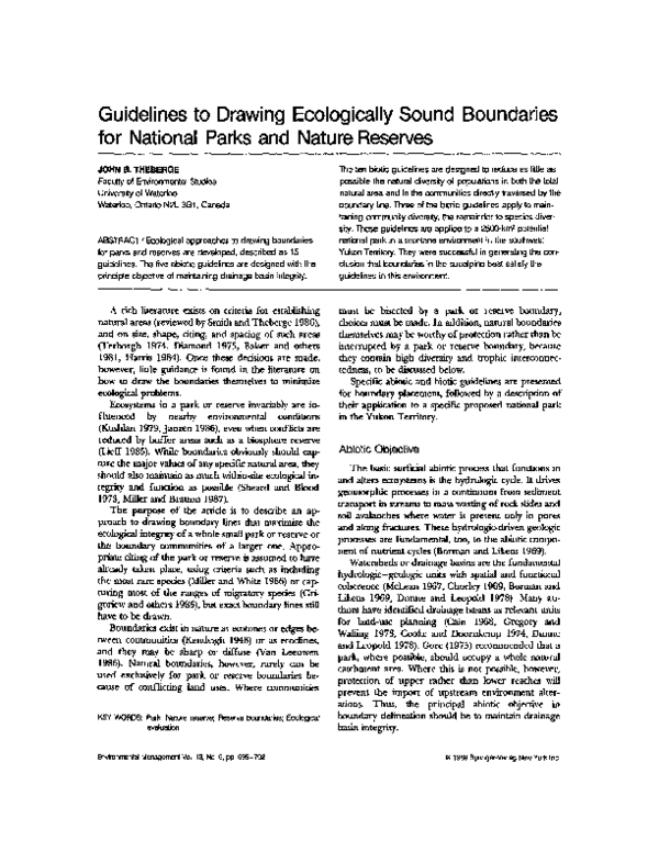 (PDF) Guidelines to drawing ecologically sound boundaries for national ...