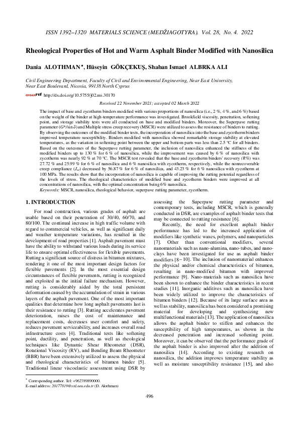 (PDF) Rheological Properties of Hot and Warm Asphalt Binder Modified ...
