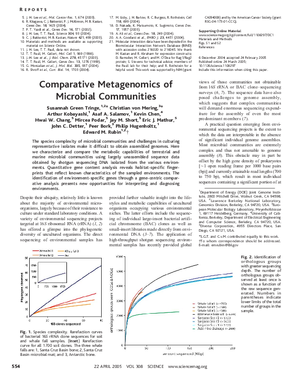 (PDF) Comparative Metagenomics of Microbial Communities