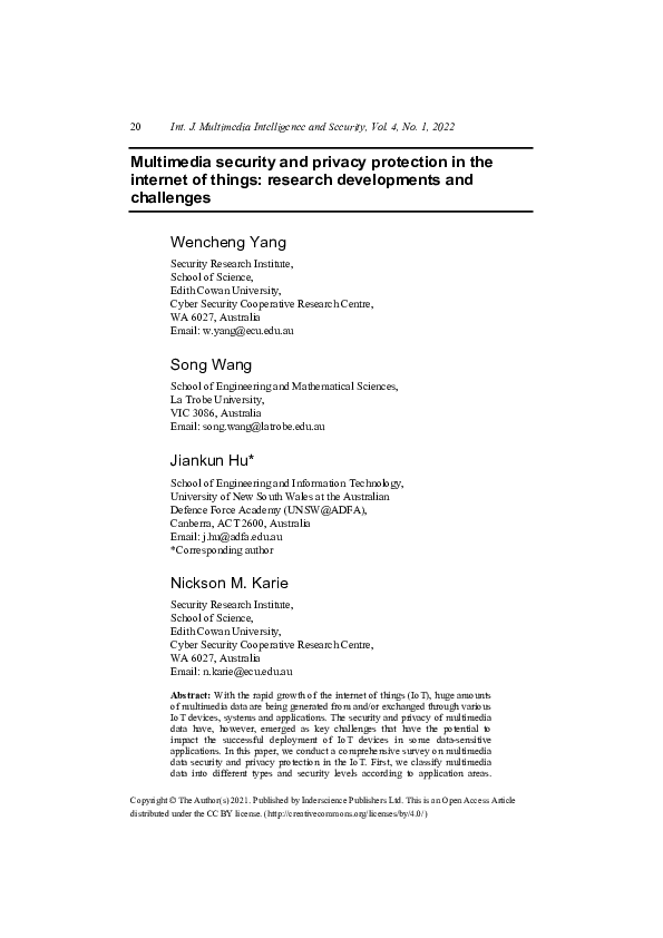 (PDF) Multimedia security and privacy protection in the internet of ...