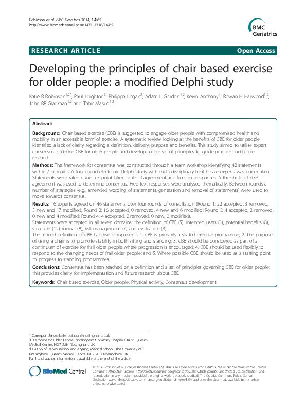 (PDF) Developing the principles of chair based exercise for older ...