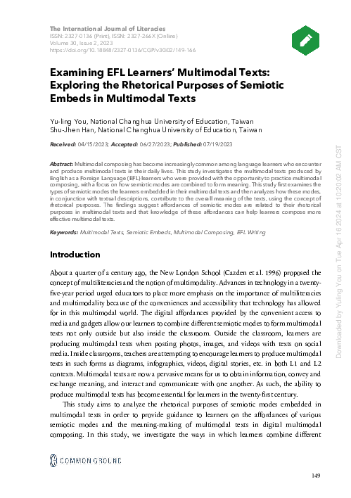 (PDF) Examining EFL Learners' Multimodal Texts: Exploring the ...