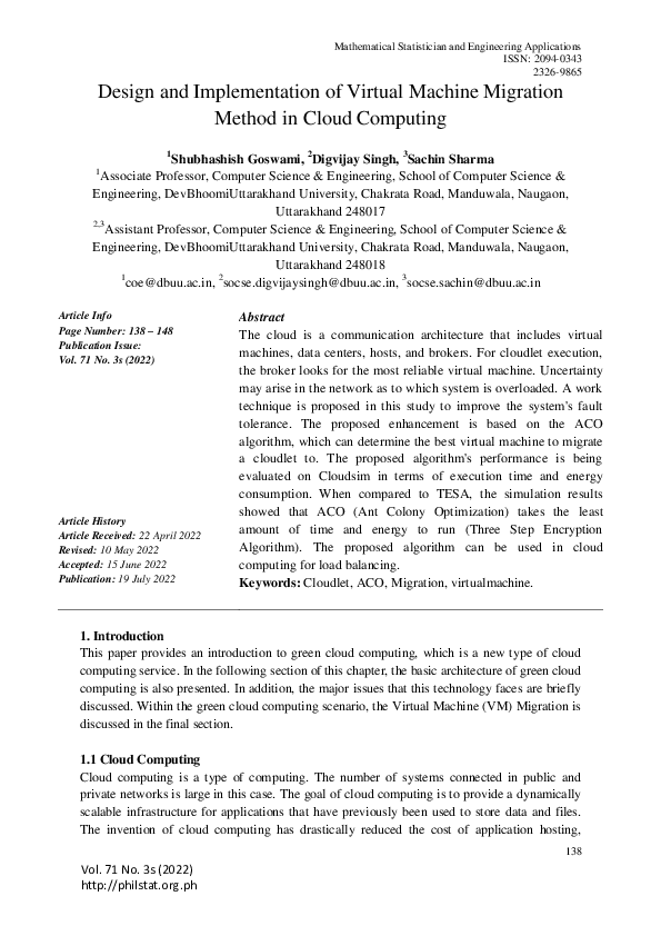 (PDF) Design and Implementation of Virtual Machine Migration Method in ...