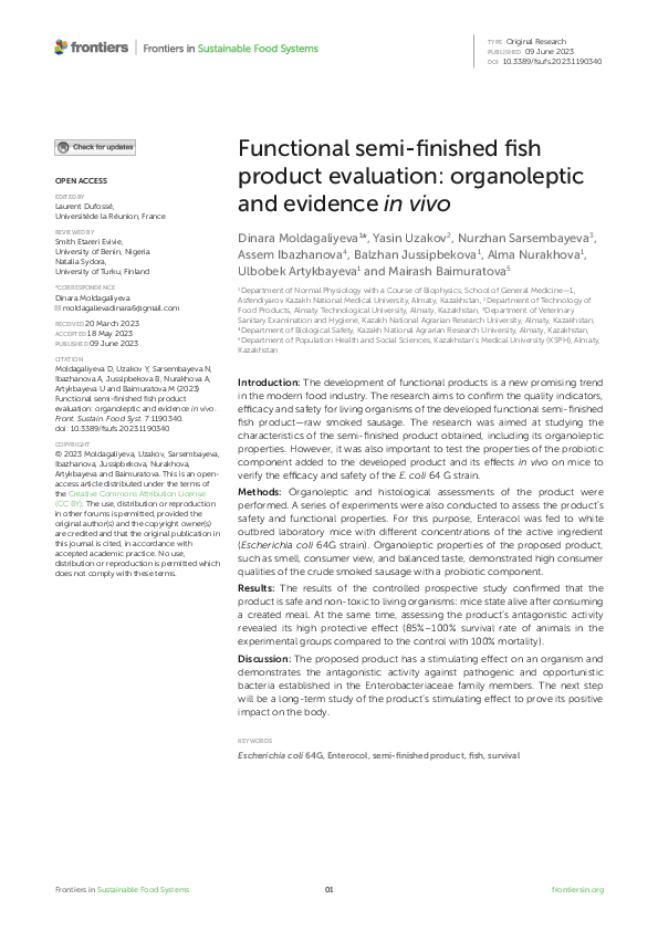 (PDF) Functional semi-finished fish product evaluation: organoleptic ...