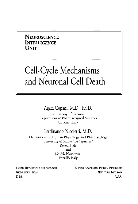 (PDF) Cell-Cycle Mechanisms and Neuronal Cell Death