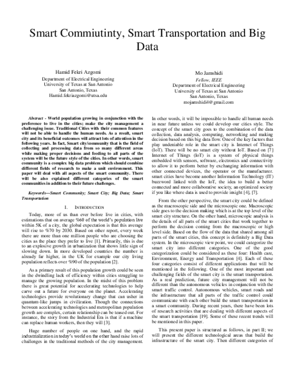 (PDF) Smart Commiutinty, Smart Transportation and Big Data