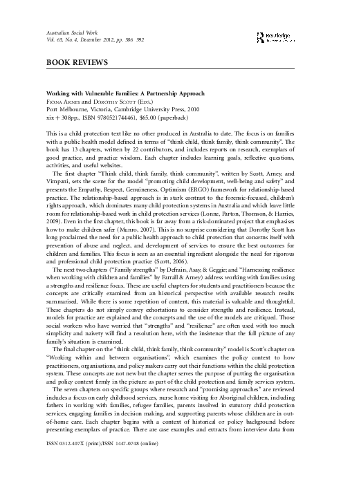(PDF) Working with vulnerable families: a partnership approach (2nd ...
