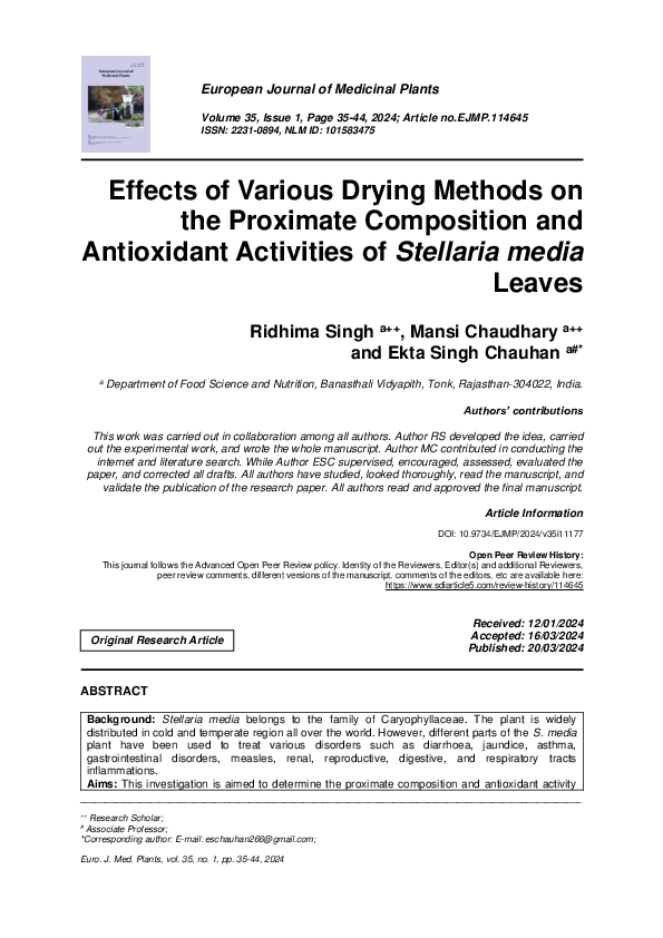 (PDF) Effects of Various Drying Methods on the Proximate Composition ...
