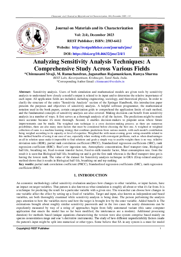 (PDF) Analyzing Sensitivity Analysis Techniques: A Comprehensive Study ...