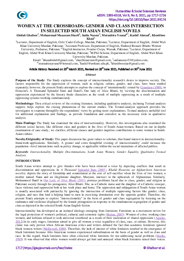 (PDF) Women at the Crossroads: Gender and Class Intersection in ...