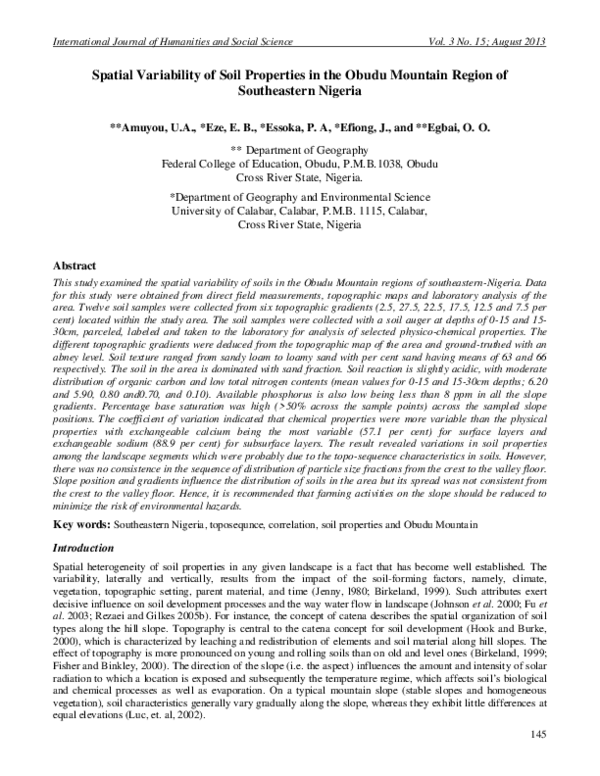 (PDF) Spatial Variability of Soil Properties in the Obudu Mountain ...