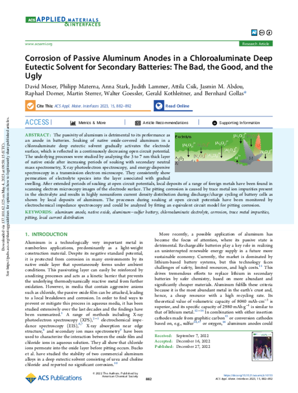 (PDF) Corrosion of Passive Aluminum Anodes in a Chloroaluminate Deep ...