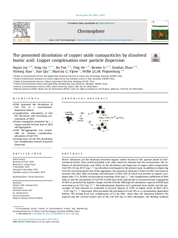 (PDF) The promoted dissolution of copper oxide nanoparticles by ...