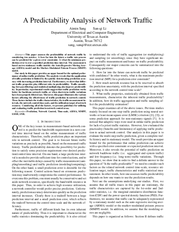 (PDF) A predictability analysis of network traffic