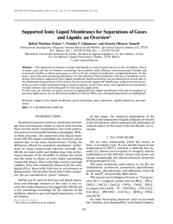 (PDF) Supported ionic liquid membranes for the separation of methanol ...