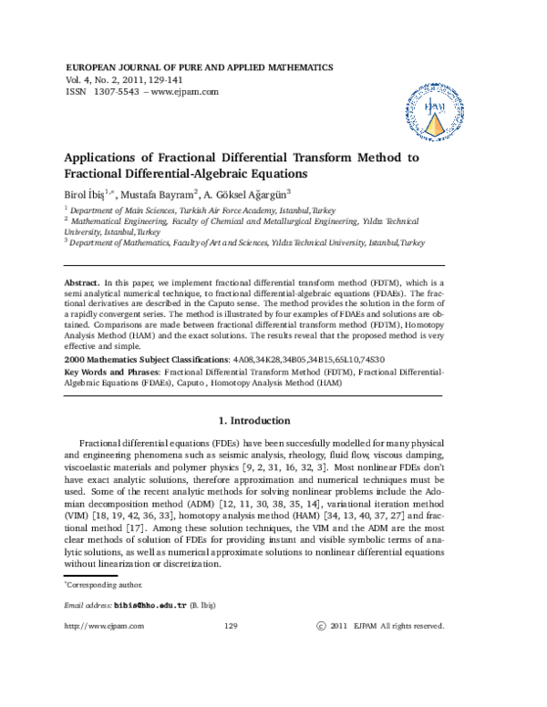 (PDF) Applications of Fractional Differential Transform Method to ...