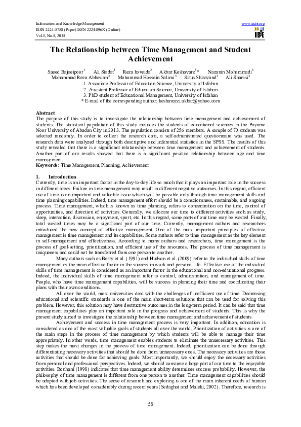 (PDF) The Relationship between Time Management and Student Achievement