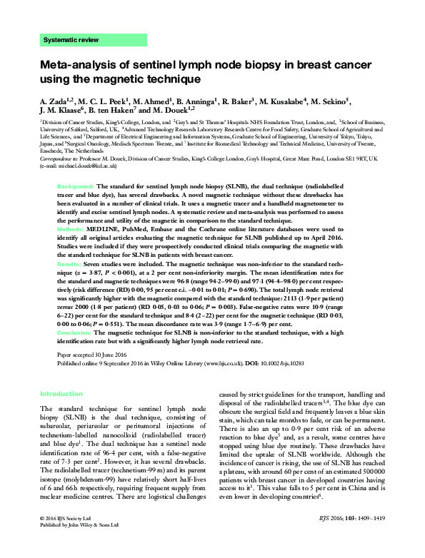 (PDF) Meta-analysis of sentinel lymph node biopsy in breast cancer ...