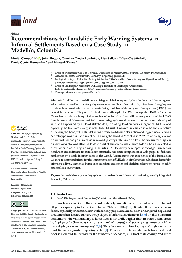 (PDF) Recommendations for Landslide Early Warning Systems in Informal ...