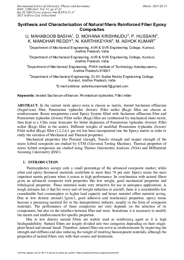 (PDF) Synthesis and Characterization of Natural Fibers Reinforced Fiber ...
