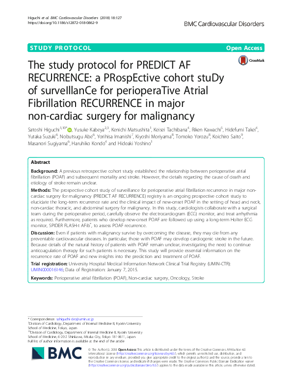 (PDF) The study protocol for PREDICT AF RECURRENCE: a PRospEctive ...