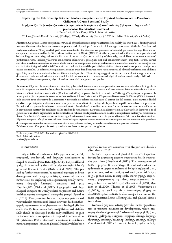 (PDF) Exploring the Relationship Between Motor Competence and Physical ...