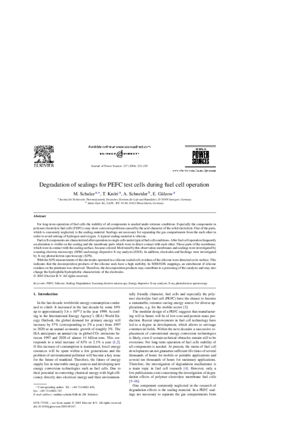 (PDF) Degradation of sealings for PEFC test cells during fuel cell ...