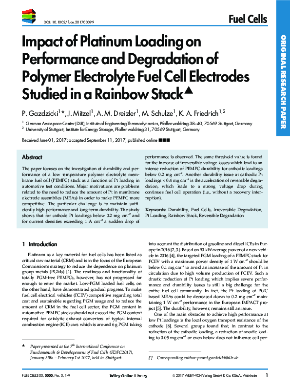 (PDF) Impact of Platinum Loading on Performance and Degradation of ...