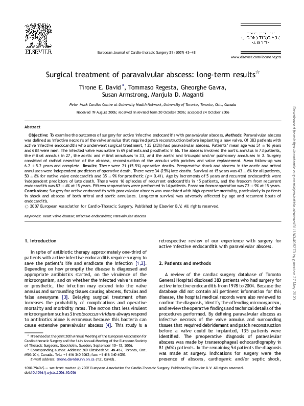 (PDF) Surgical treatment of paravalvular abscess: long-term results