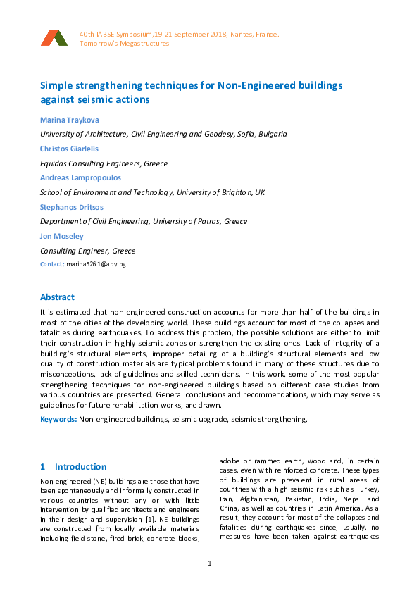 (PDF) Simple Strengthening Techniques for Non-engineered Buildings ...