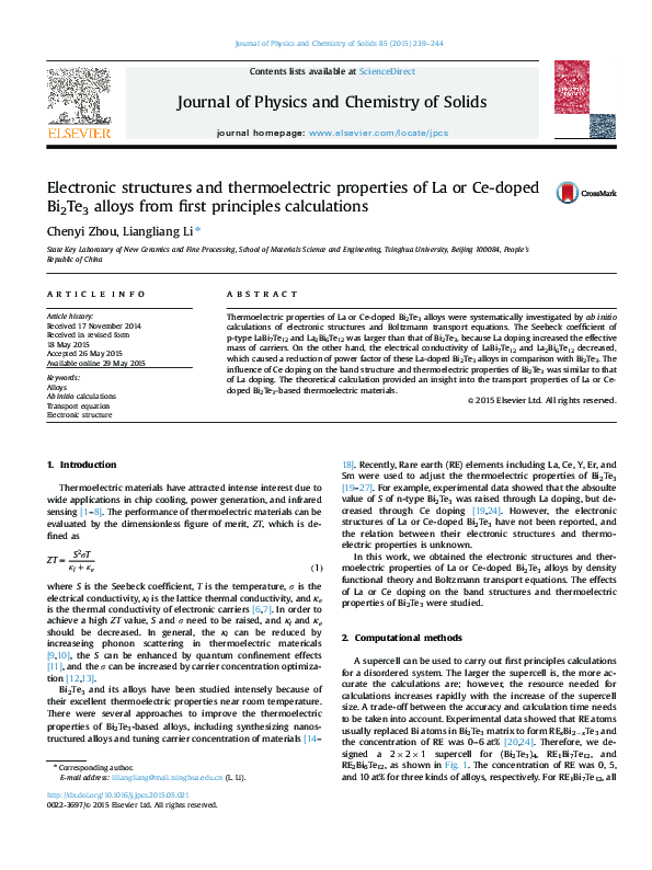 (PDF) Electronic structures and thermoelectric properties of solid ...