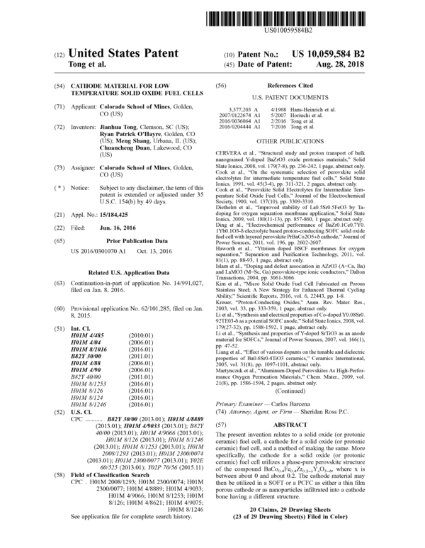 (PDF) Cathode material for low temperature solid oxide fuel cells