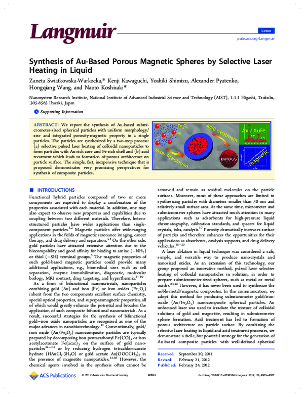 (PDF) Synthesis of Au-Based Porous Magnetic Spheres by Selective Laser ...