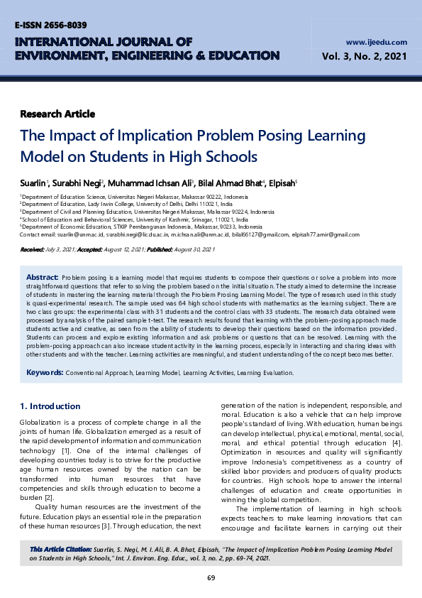 (PDF) The Impact of Implication Problem Posing Learning Model on ...