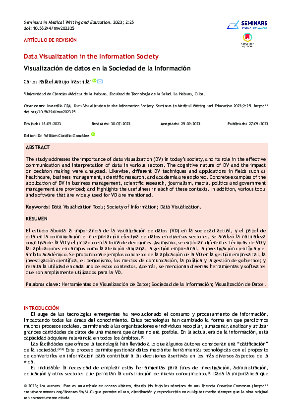 (PDF) Data Visualization in the Information Society