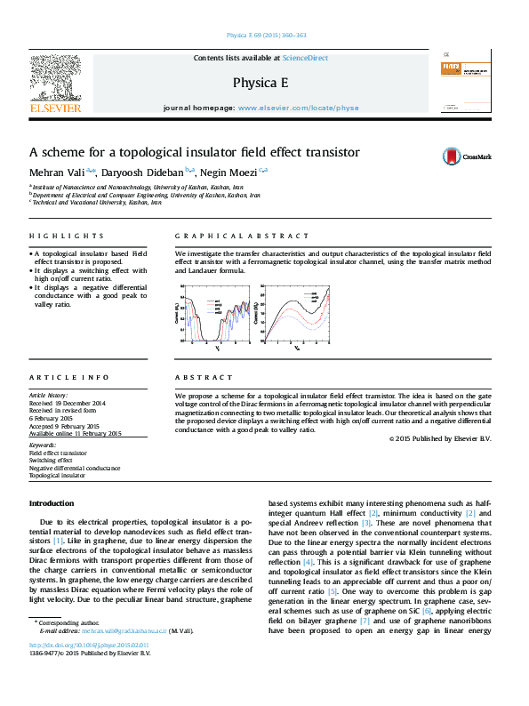 (PDF) A scheme for a topological insulator field effect transistor
