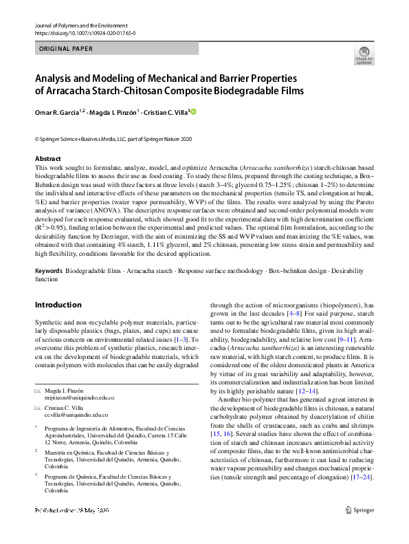 (PDF) Analysis and Modeling of Mechanical and Barrier Properties of ...