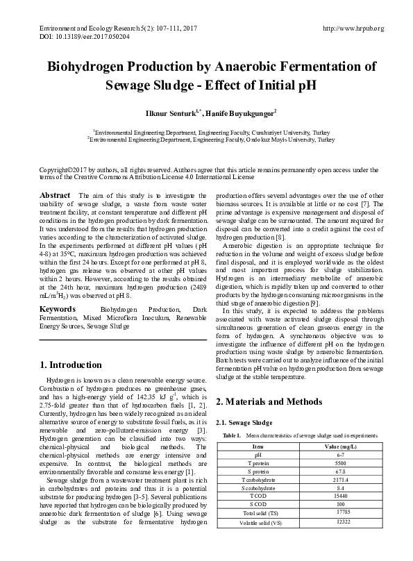 (PDF) Biohydrogen Production by Anaerobic Fermentation of Sewage Sludge ...