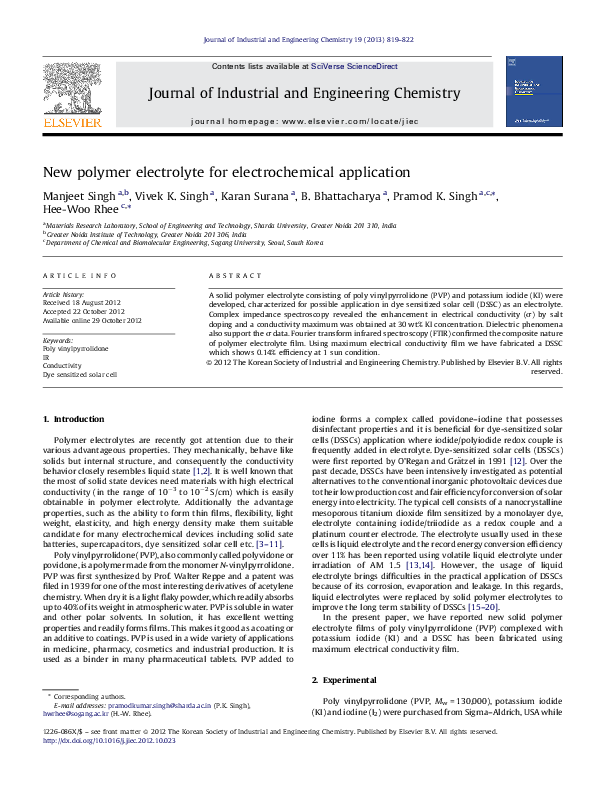 (PDF) New polymer electrolyte for electrochemical application