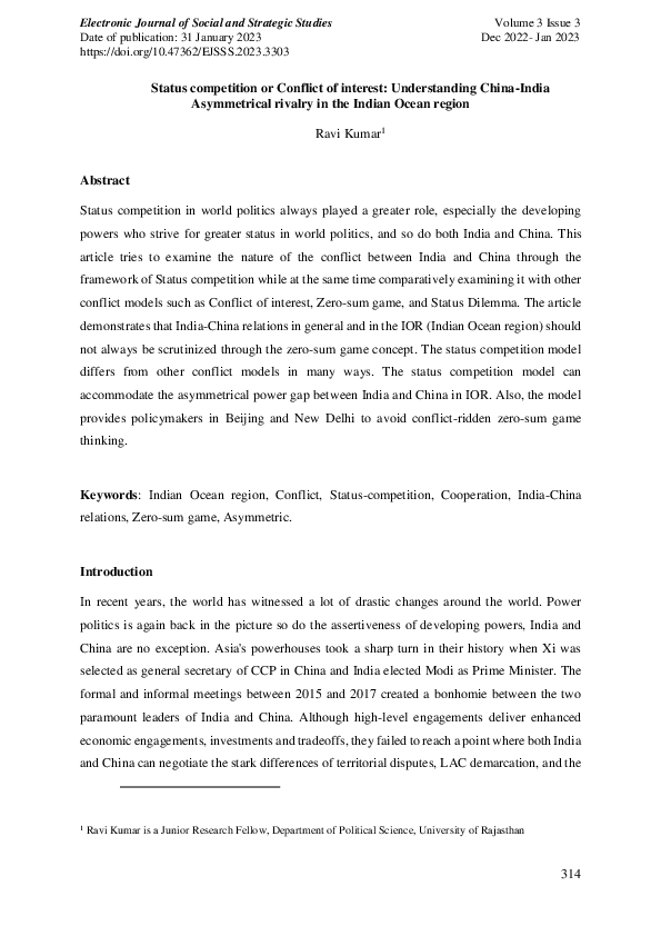 (PDF) Status competition or Conflict of interest: Understanding China ...