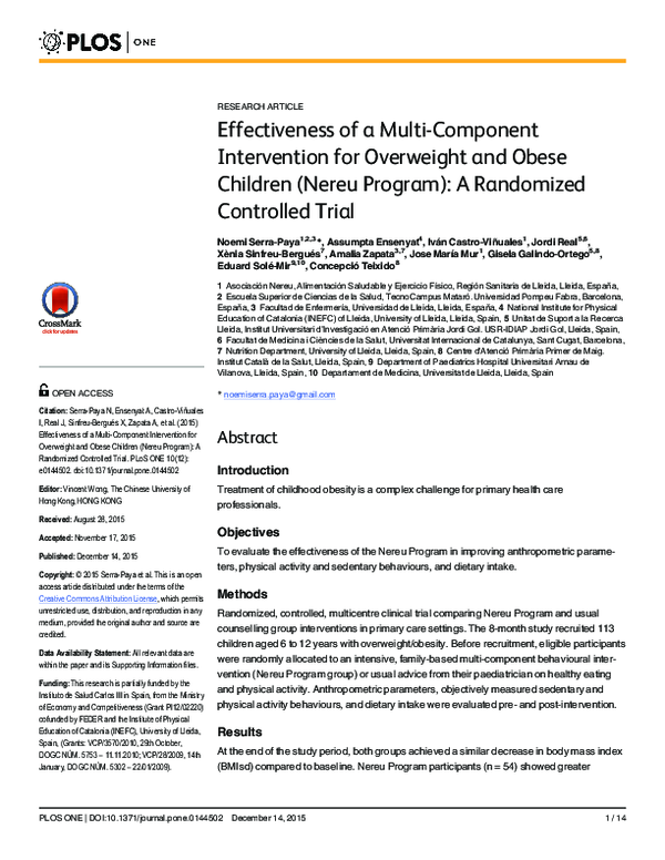 (PDF) Effectiveness of a Multi-Component Intervention for Overweight ...