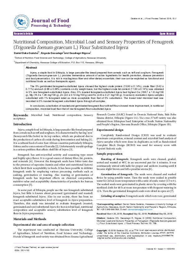 (PDF) Nutritional Composition, Microbial Load and Sensory Properties of ...