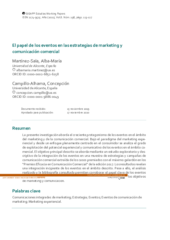 (PDF) El papel de los eventos en las estrategias de marketing y ...