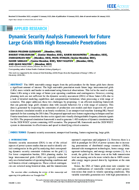 (PDF) Dynamic Security Analysis Framework for Future Large Grids With ...