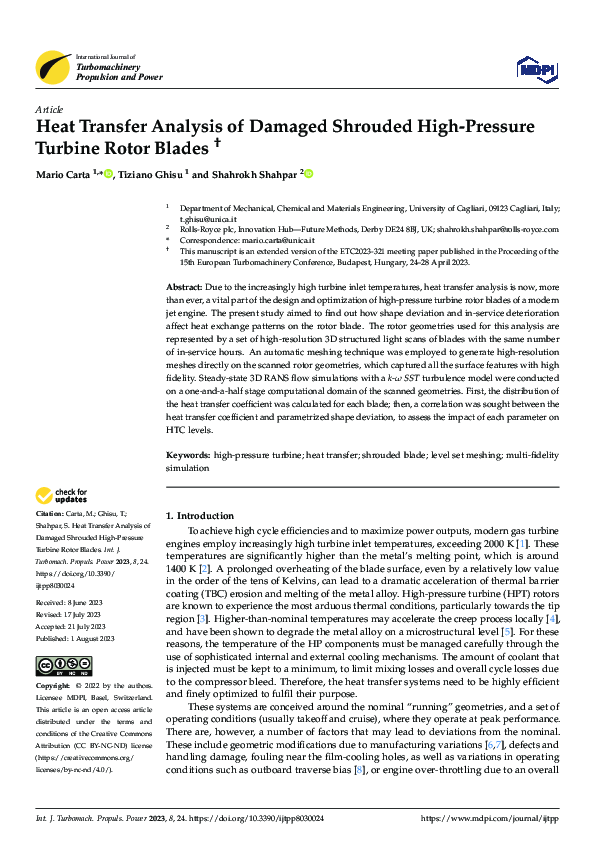 (PDF) Heat Transfer Analysis of Damaged Shrouded High-Pressure Turbine ...