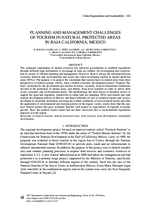 (PDF) Planning and Management Challenges of Tourism in Natural ...
