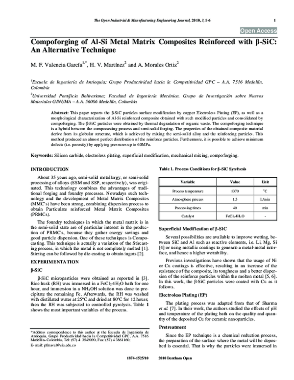 (PDF) Compoforging of Al-Si Metal Matrix Composites Reinforced with β ...