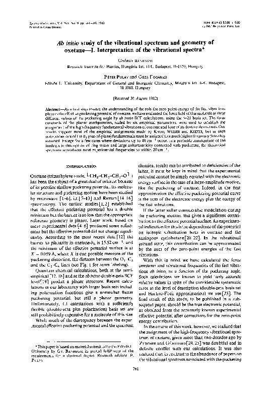 (PDF) Ab initio study of the vibrational spectrum and geometry of ...