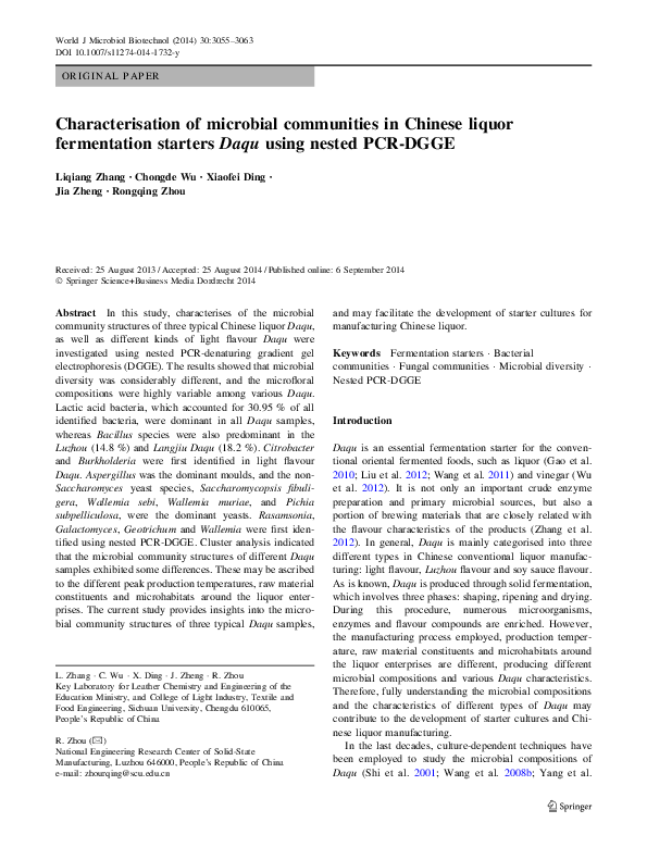 (PDF) Characterisation of microbial communities in relation to physical ...
